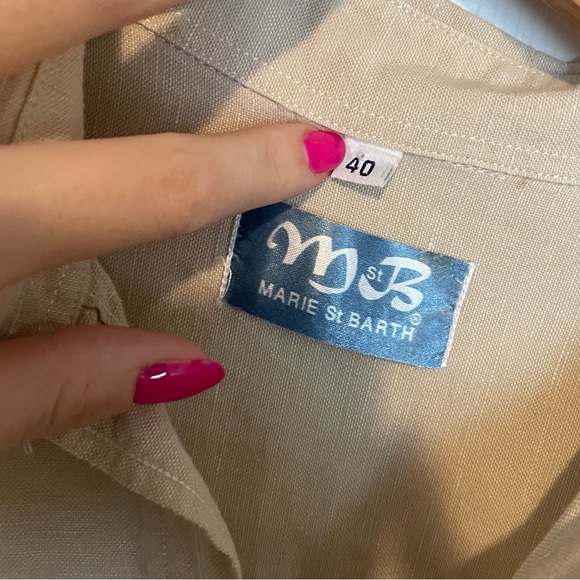 Marie St Barth Safari Cotton Button Down Shirt Sz 40 European Rope Embroidered - Picture 4 of 10